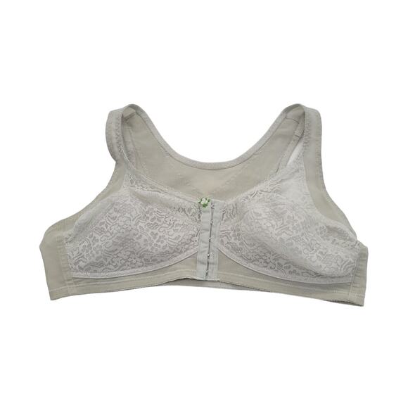 Vintage Anthony Richards Gray Floral Lace Front Closure Wire Free Bra Size 40C - Picture 1 of 9